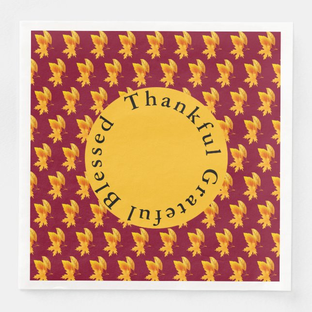 Gold Leaf Autumn Foliage Holiday Celebration  Napkin (Front)