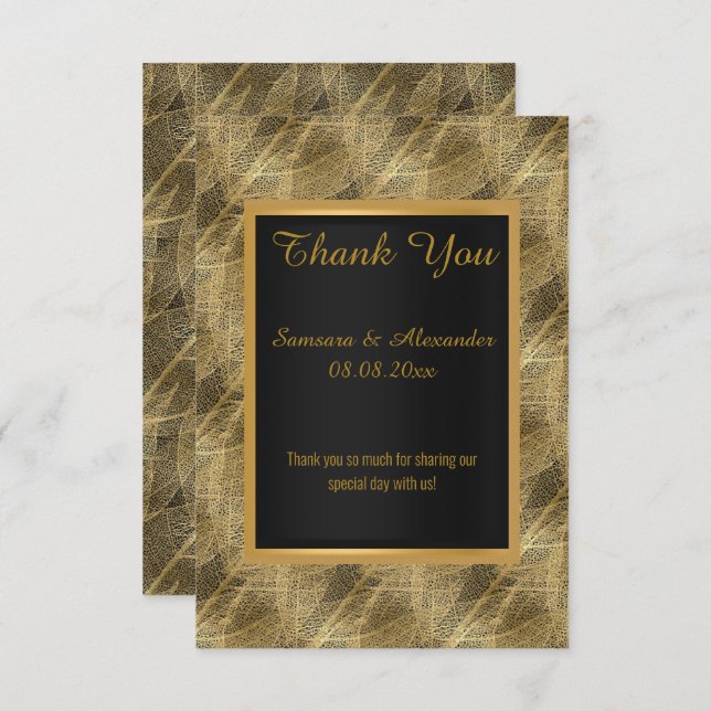 GOLD LEAF BLACK BOTANICAL Thank you card (Front/Back)