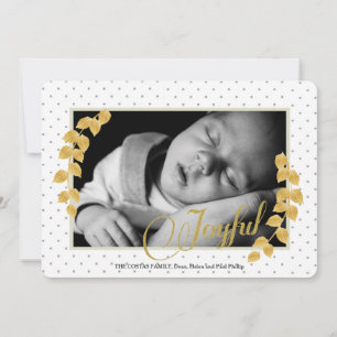 Gold Leaf Border Photo Holiday Card