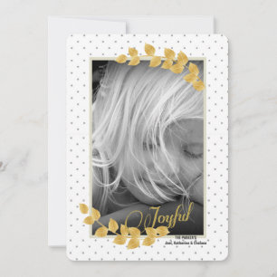 Gold Leaf Border Photo Holiday Card