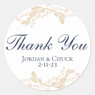 Gold Leaf Botanical Wedding Favour Sticker