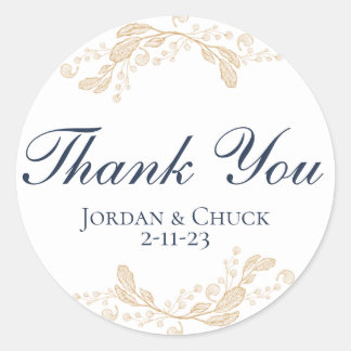 Gold Leaf Botanical Wedding Favour Sticker