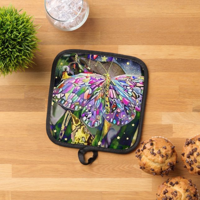 Gold Leaf Butterfly Pot Holder (Top Down)