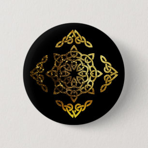 Gold Leaf Celtic Knot 6 Cm Round Badge