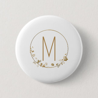 Gold Leaf Circle Minimalist 6 Cm Round Badge