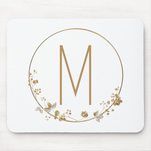 Gold Leaf Circle Minimalist Mouse Mat (Front)