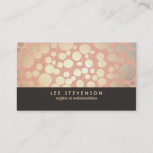 Gold Leaf Circles Makeup Artist Peach Linen Look Business Card