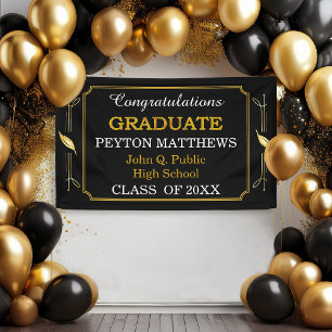 Gold Leaf Congratulations Graduate 20XX Banner