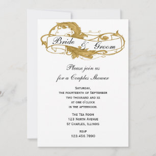 Gold Leaf Couples Wedding Shower Invitation