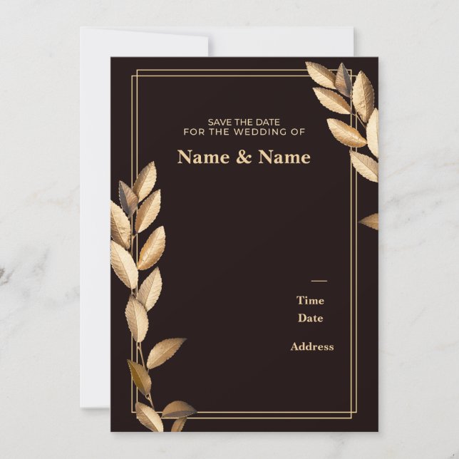 Gold Leaf Customisable  Invitation (Front)