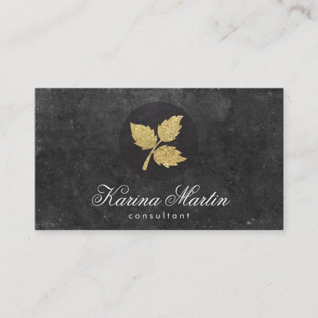 Gold Leaf | Deluxe, Slate Business Card (Front)
