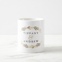 Gold leaf Elegant Modern Couples Name Wedding