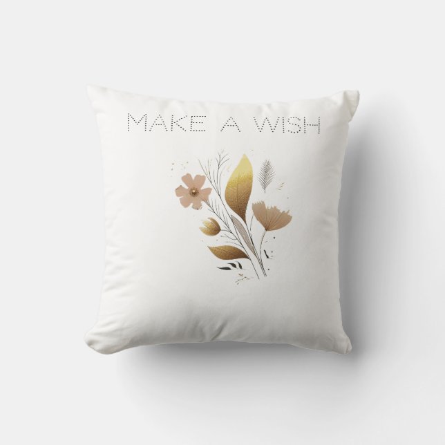 gold leaf floral minimal art cushion (Front)