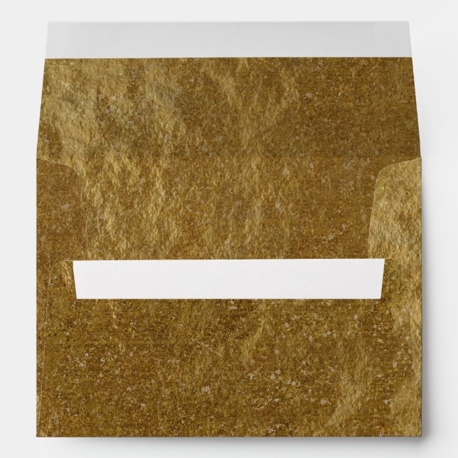 Gold Leaf Foil Look Modern Elegant Chic Wedding Envelopes (Back (Bottom))