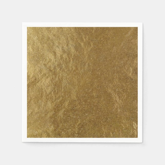 Gold Leaf Foil Look Modern Elegant Chic Wedding Napkin (Front)