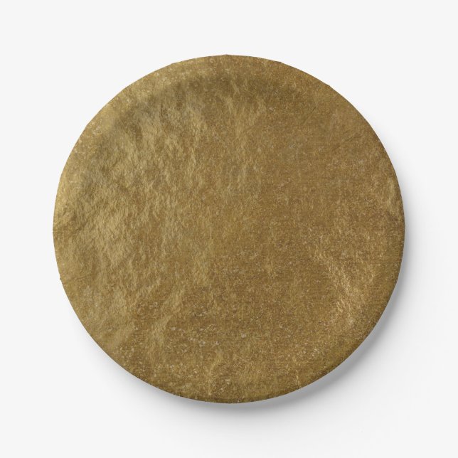 Gold Leaf Foil Look Modern Elegant Chic Wedding Paper Plate (Front)