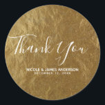 Gold Leaf Foil Look Modern Elegant Wedding Favour Classic Round Sticker<br><div class="desc">Customise with any text. Matching items are available.</div>