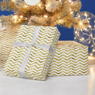 Gold Leaf Foil Modern Elegant Chevron Wrapping Paper
