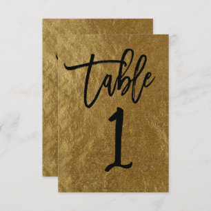 Gold Leaf Foil Modern Script Table Number 1