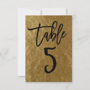 Gold Leaf Foil Modern Script Table Number 5