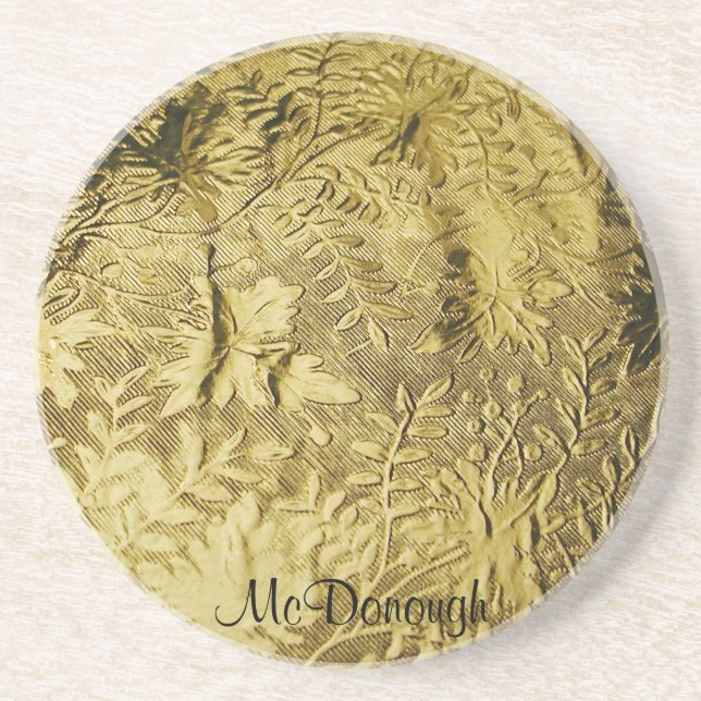 Gold Leaf Foil Pattern Coaster (Front)