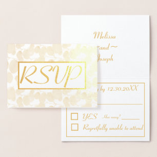 Gold Leaf Foliage Wedding RSVP Foil Card