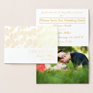 Gold Leaf Foliage Wedding Save the Date Foil Card