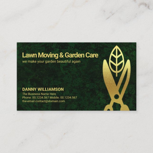 Gold Leaf Garden Shear Garden Landscape Lawn Care Business Card (Front)