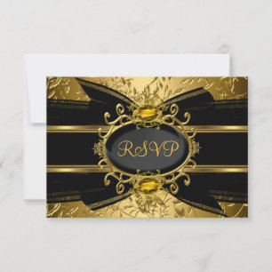 Gold Leaf & Gem 50th Anniversary RSVP Card