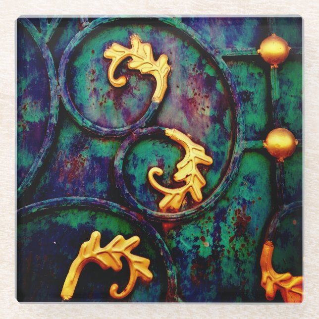 Gold Leaf Glass Coaster (Front)