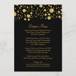 Gold Leaf Glitter Confetti Dot Elegant Dinner Menu