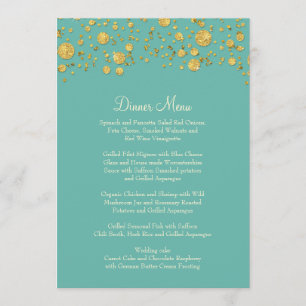 Gold Leaf Glitter Confetti Dot Elegant Dinner Menu