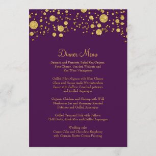 Gold Leaf Glitter Confetti Dot Elegant Dinner Menu