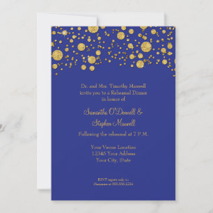 Gold Leaf Glitter Confetti Dots Elegant Rehearsal Invitation
