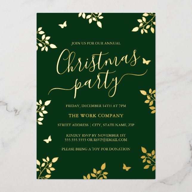 Gold Leaf Green Corporate Christmas Party (Front)