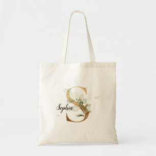 Gold Leaf Greenery Elegant Foliage Personalise "S" Tote Bag