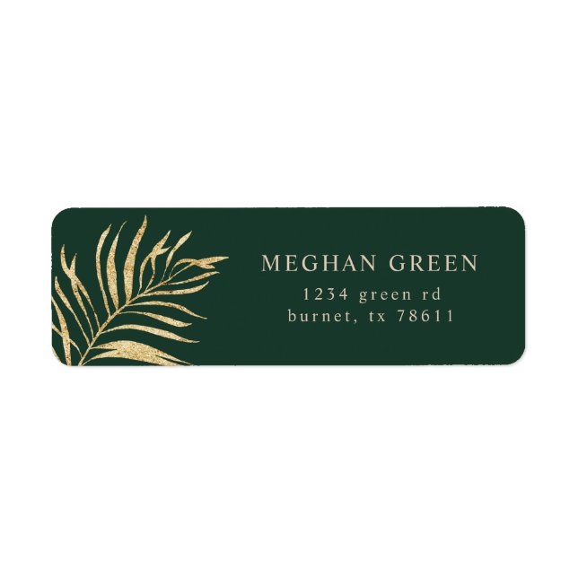 Gold leaf hunter green minimalist return address (Front)