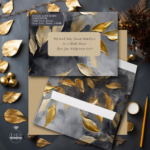 Gold Leaf Impasto Noir  Envelope