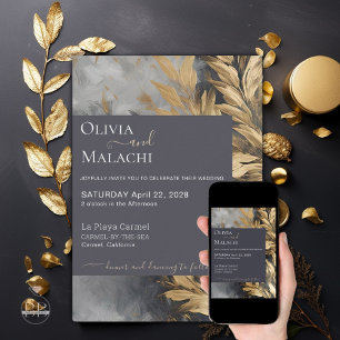 Gold Leaf Impasto Noir  Invitation