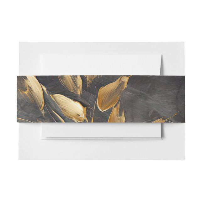 Gold Leaf Impasto Noir  Invitation Belly Band (Front Example)