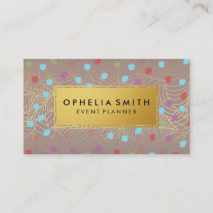 Gold Leaf Line art   Colorful Brush Specks Business Card