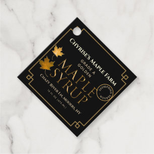 Gold Leaf Maple Syrup Hangtag with Nutrition Facts Favour Tags