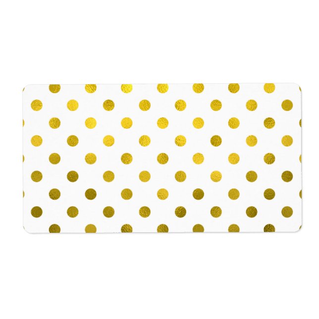 Gold Leaf Metallic Faux Foil Small Polka Dot White (Front)