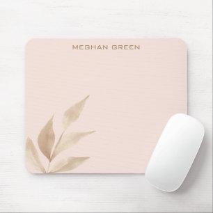 Gold leaf minimalist blush monogram mouse pad