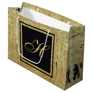 Gold Leaf Monogram Large Gift Bag