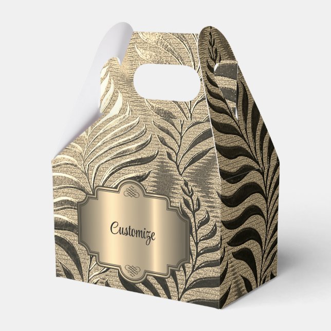 Gold Leaf Motif Gable Favour Box (Front Side)