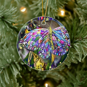 Gold Leaf New Year Butterfly Ceramic Tree Decoration