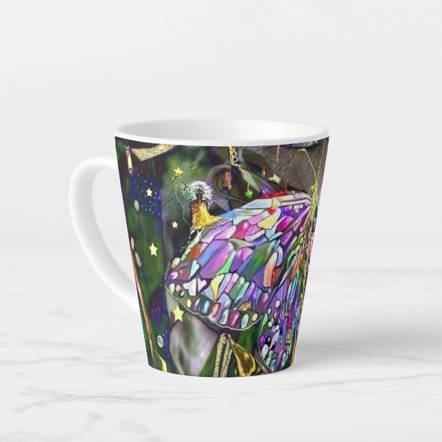 Gold Leaf New Year Butterfly Latte Mug (Left Angle)