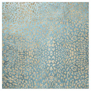 Gold Leaf on Blue Leopard Fabric