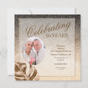 Gold Leaf Photo Invitation
